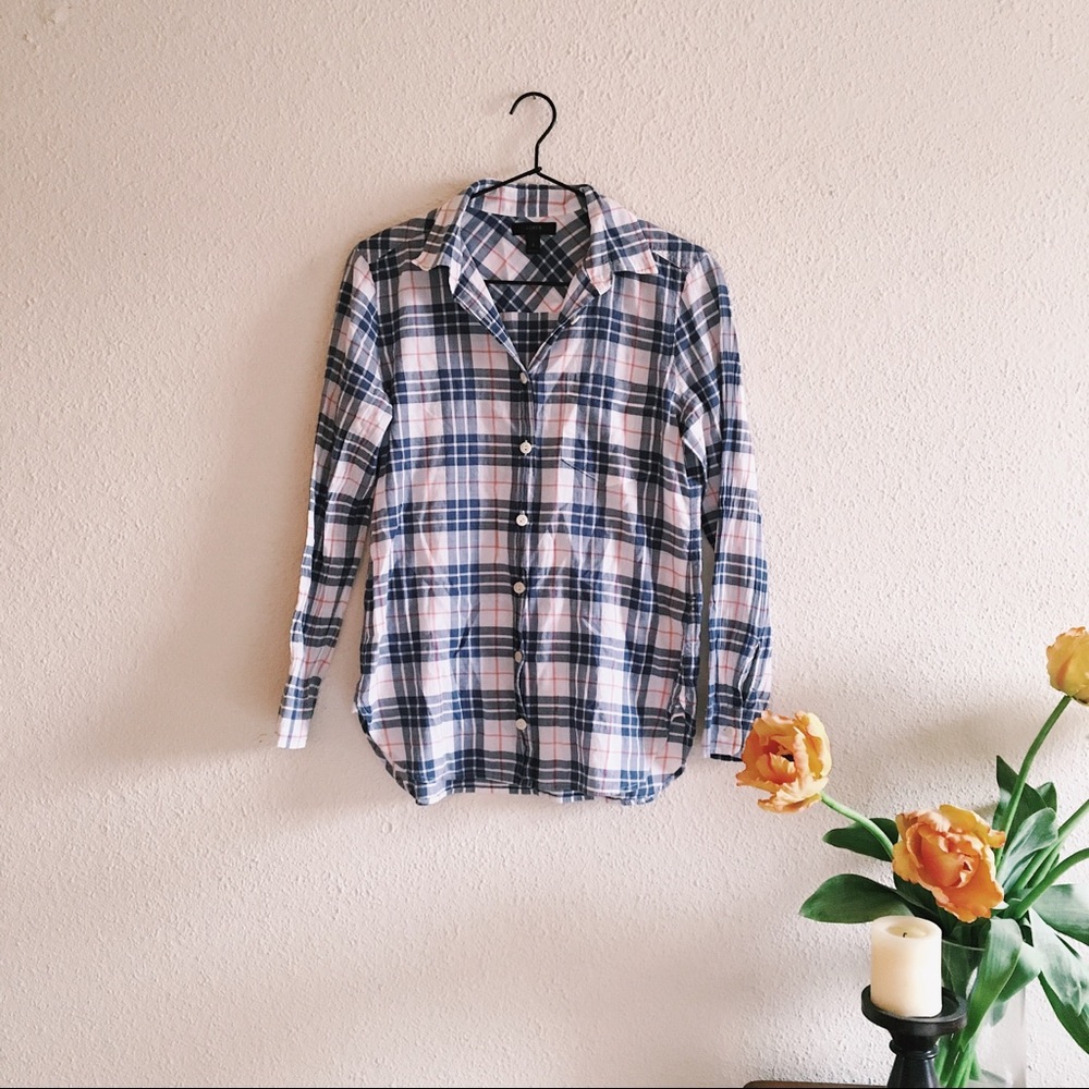 J Crew Cotton Plaid Button Down